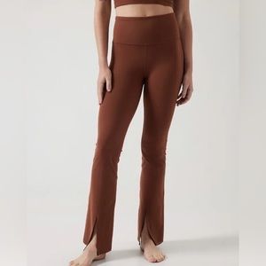 Athleta Elation split flare pant in mahogany brown size small